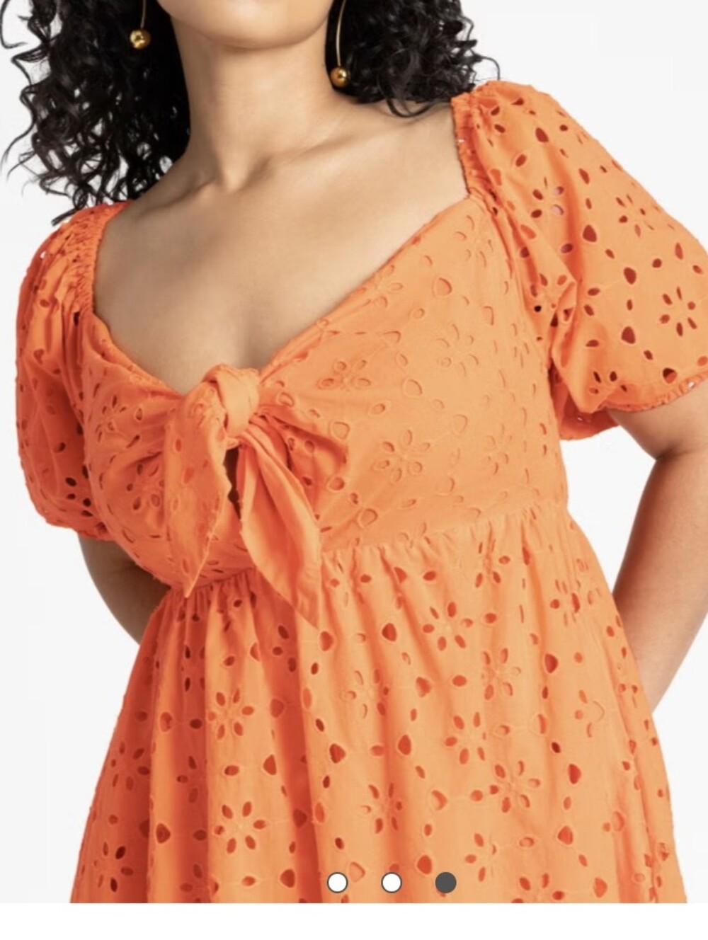 NWT ELOQUII Orange Eyelet Tie Front Maxi Dress Size 14